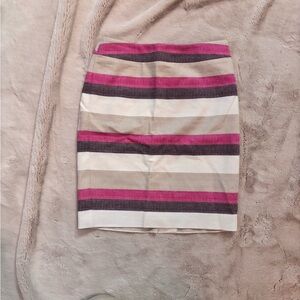 Ann Taylor Pink and Beige Striped Pencil Skirt